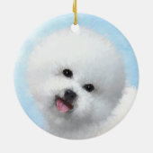Bichon Frise-schildering - Cute Original Dog Art Keramisch Ornament (Achterkant)