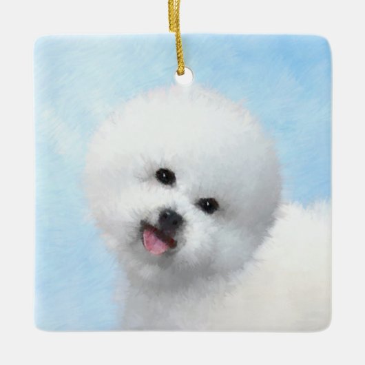 Bichon Frise-schildering - Cute Original Dog Art Keramisch Ornament (Voorkant)