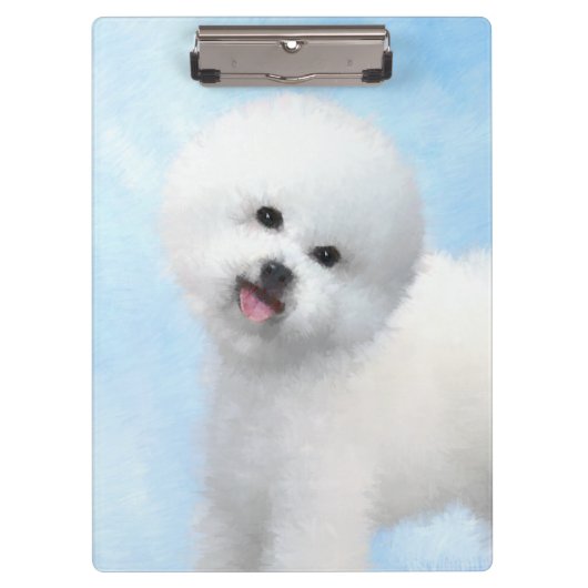 Bichon Frise-schildering - Cute Original Dog Art Klembord (Voorkant)