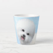 Bichon Frise-schildering - Cute Original Dog Art Latte Mok (Voorkant)