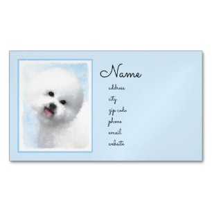 Bichon Frise-schildering - Cute Original Dog Art Magnetisch Visitekaartje