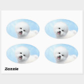 Bichon Frise-schildering - Cute Original Dog Art Ovale Sticker (Vel)