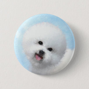 Bichon Frise-schildering - Cute Original Dog Art Ronde Button 5,7 Cm