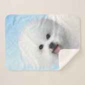 Bichon Frise-schildering - Cute Original Dog Art Sherpa Deken (Voorkant (horizontaal))