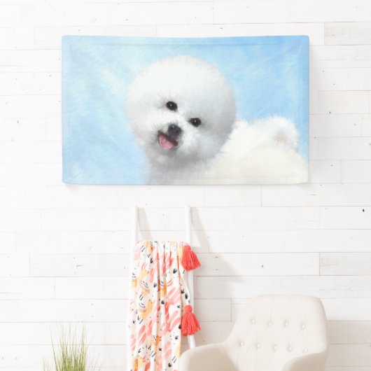 Bichon Frise-schildering - Cute Original Dog Art Spandoek (Insitu)