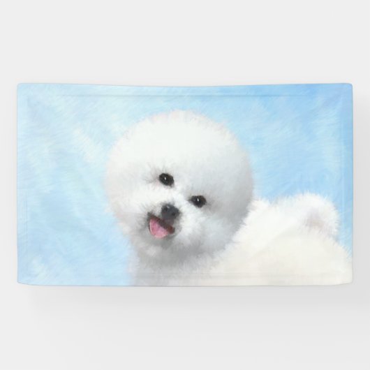 Bichon Frise-schildering - Cute Original Dog Art Spandoek (Horizontaal)