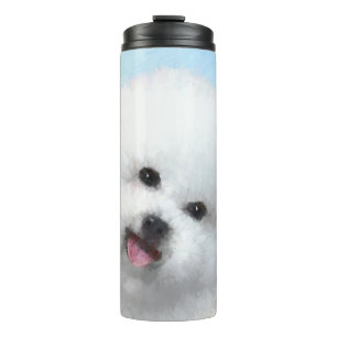 Bichon Frise-schildering - Cute Original Dog Art Thermosbeker