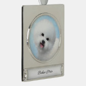 Bichon Frise-schildering - Cute Original Dog Art Verzilverd Banner Ornament (Rechts)