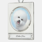 Bichon Frise-schildering - Cute Original Dog Art Verzilverd Banner Ornament (Links)