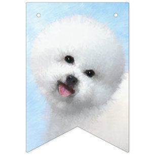 Bichon Frise-schildering - Cute Original Dog Art Vlaggetjes