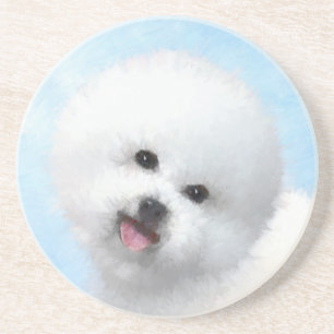 Bichon Frise-schildering - Cute Original Dog Art Zandsteen Onderzetter