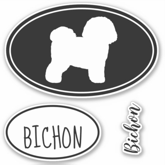 Bichon Frise Silhouette Vinyl Sticker Set (Voorkant)