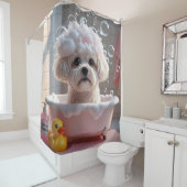 Bichon Frise Sloppy Sleepy Schattige Funny Douchegordijn (In situ)