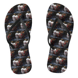 Bichon Frise Sneeuw slee Kerst Decoratie Teenslippers
