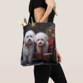 Bichon Frise Snowy Sleigh Kerst Decor Draagtas (Dichtbij)