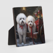 Bichon Frise Snowy Sleigh Kerst Decor Fotoplaat (Voorkant)