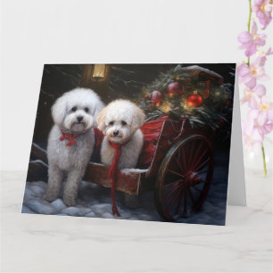 Bichon Frise Snowy Sleigh Kerst Decor Kaart