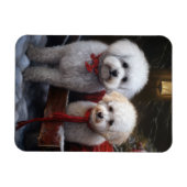 Bichon Frise Snowy Sleigh Kerst Decor Magneet (Horizontaal)