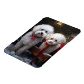 Bichon Frise Snowy Sleigh Kerst Decor Magneet (Linkerzijde)