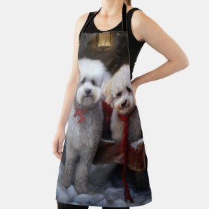 Bichon Frise Snowy Sleigh Kerst Decor Schort