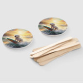 Bichon Frise Strand Surfen Schilderij Handwaaier (Niet-gemonteerd)