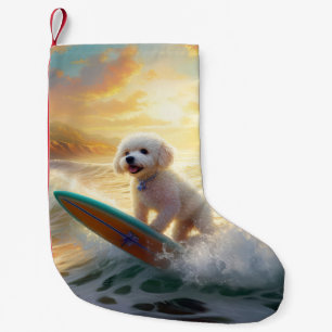 Bichon Frise Strand Surfen Schilderij Kleine Kerstsok