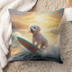 Bichon Frise Strand Surfen Schilderij Kussen