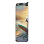 Bichon Frise Strand Surfen Schilderij Thermosbeker (Gedraaid links)