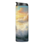 Bichon Frise Strand Surfen Schilderij Thermosbeker (Geroteerd rechts)