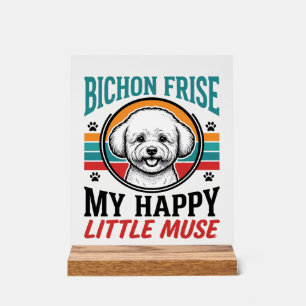 Bichon Frise T-shirt Vintage Spirit Honden Kunst_1 Acryl Bord