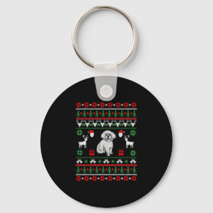 Bichon Frise Ugly met kerst Sleutelhanger