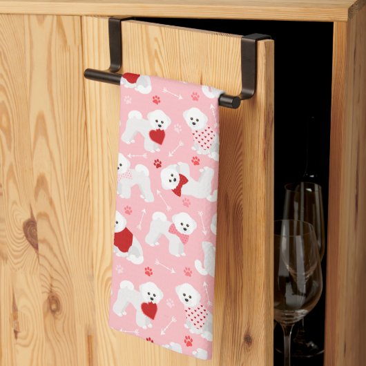 Bichon Frise Valentijn Pattern Theedoek (Derde Gevouwen)