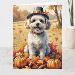 Bichon Frise verlaat Thanksgiving Kaart