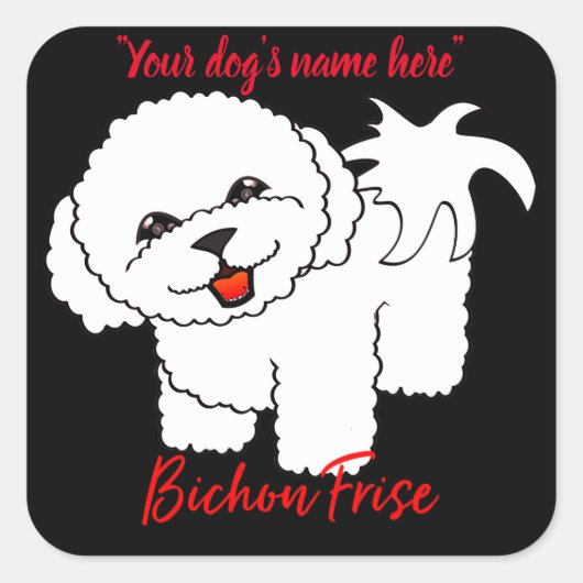 Bichon Frise Vierkante Sticker (Voorkant)