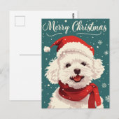 Bichon Frise Vrolijk Kerstfeest Briefkaart (Voorkant / Achterkant)