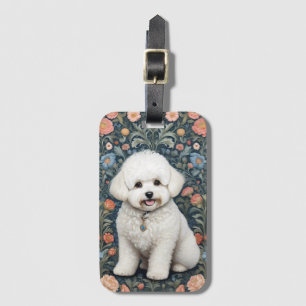 Bichon Frisé William Morris geïnspireerd door bloe Bagagelabel