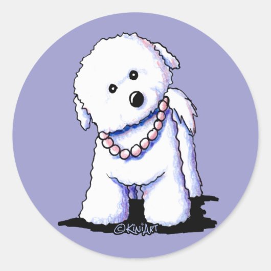 Bichon in parelStickers Ronde Sticker (Voorkant)