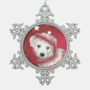 Bichon-poppenkast Tin Sneeuwvlok Ornament