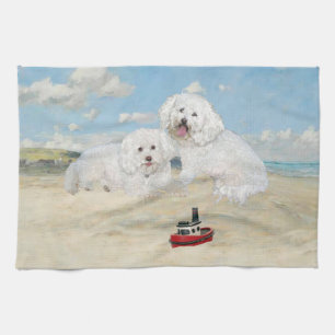 Bichons aan de strand theedoek