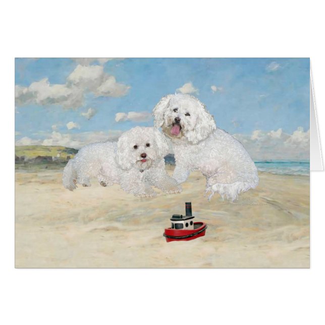 Bichons op het strand (Voorkant Horizontaal)