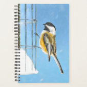 Bickadee sur la peinture d'alimentation - Oiseaux  (Devant)