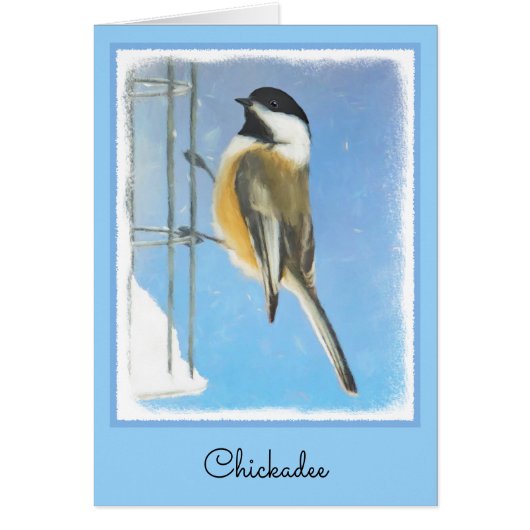 Bickadee sur la peinture d'alimentation - Oiseaux  (Devant)