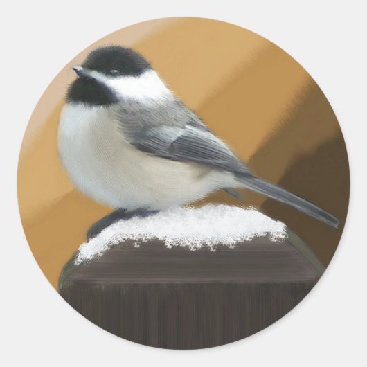 Bickadee Sur Un Sticker Post (Devant)