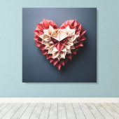 Bicolor origami hart canvas afdruk (Insitu (Houten vloer))