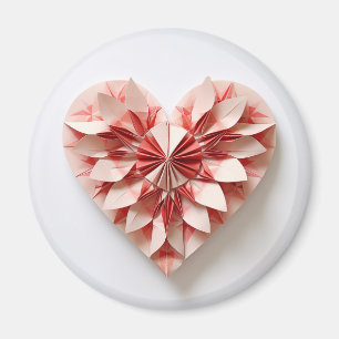 Bicolor roze origami hart magneet