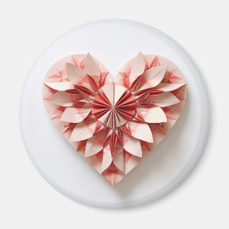 Bicolor roze origami hart magneet