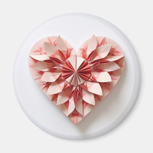 Bicolor roze origami hart magneet (Voorkant)
