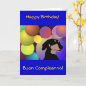 Bicontinental Dachshund Bonne carte d'anniversaire (Fleur jaune)