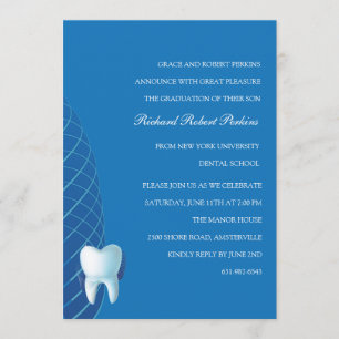 Bicuspid in Blue Dental School Afstuderen Invitat Kaart