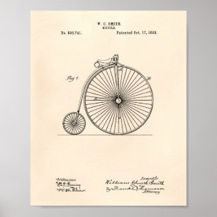Bicycle 1893 Patent Art Old Peper Poster